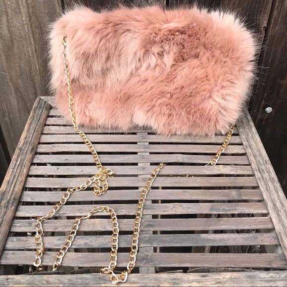Girly Handbags - Girly Faux Fluffy Furry Chain Shoulder Bag